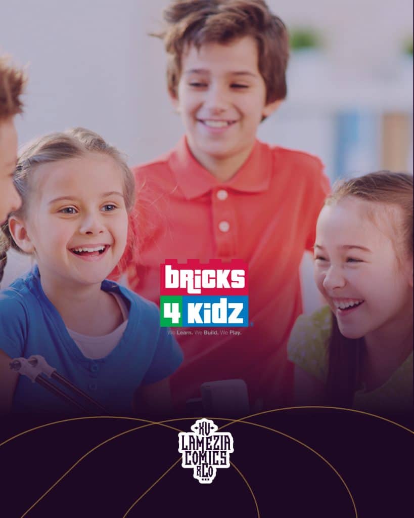 Bambini felici partecipano all'evento Bricks 4 Kidz.