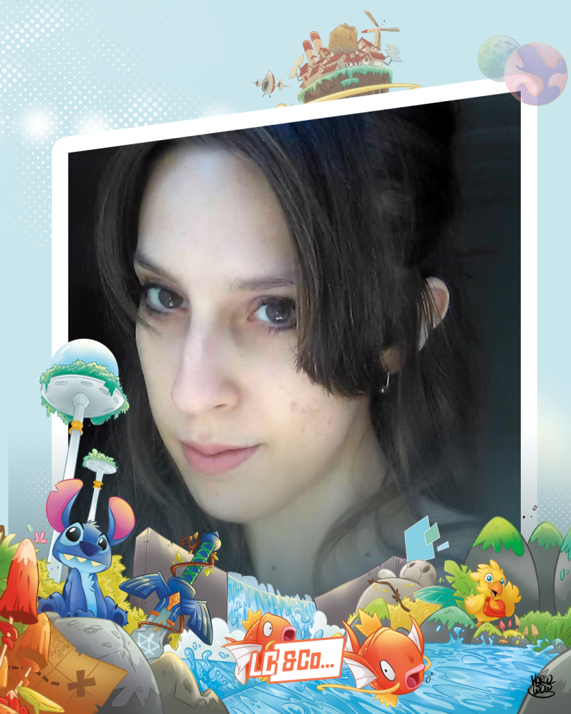 Ritratto persona con elementi cartone animato