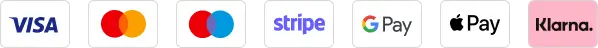 Loghi metodi di pagamento Visa Mastercard Stripe Klarna