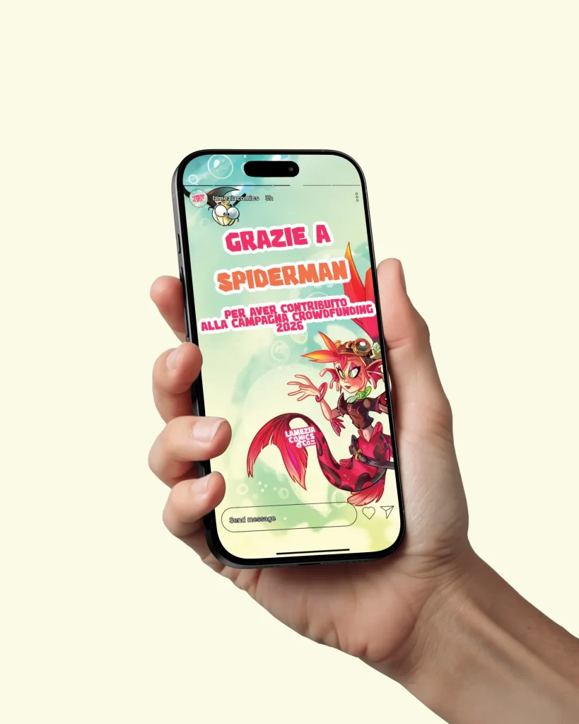 Smartphone con storia Instagram di ringraziamento a Spiderman