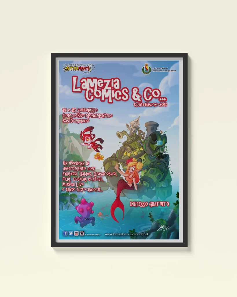 Poster Lamezia Comics con sirena e polpo