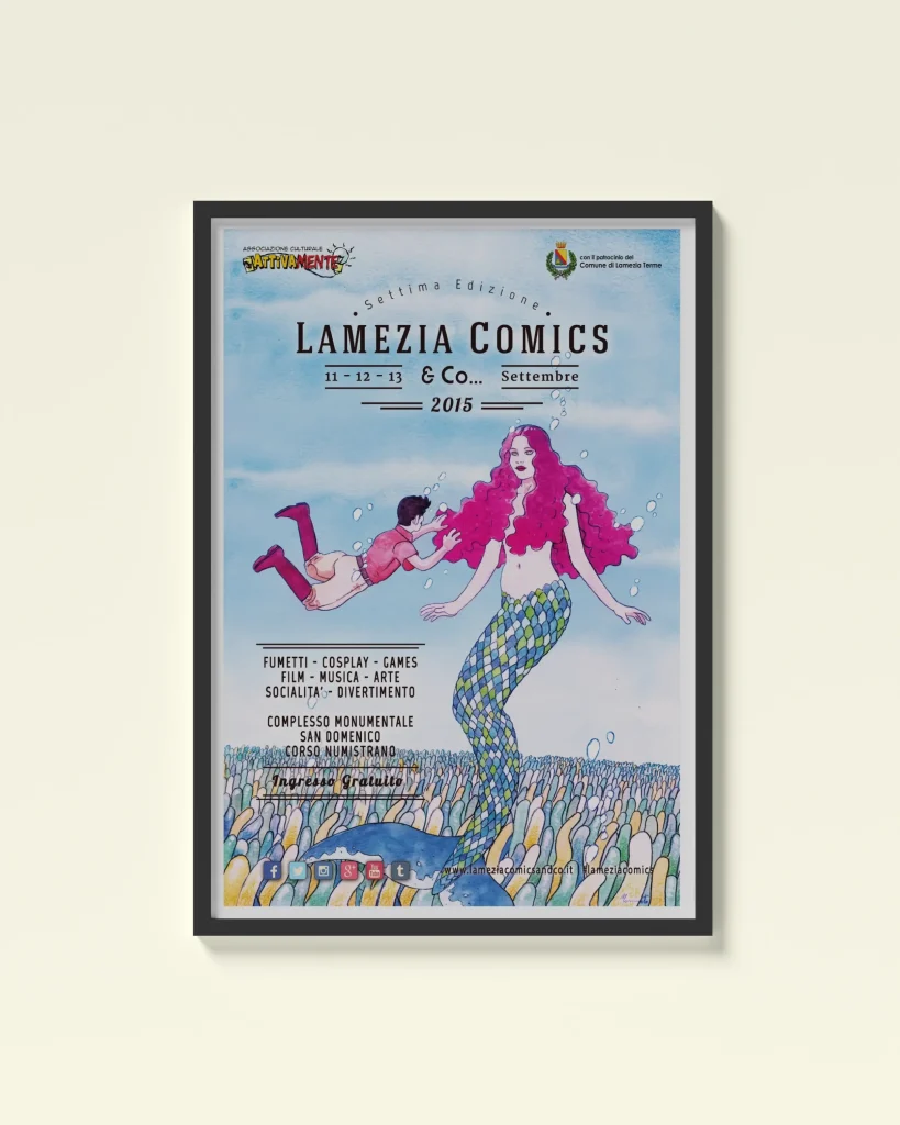 Locandina Lamezia Comics 2015 con sirena illustrata