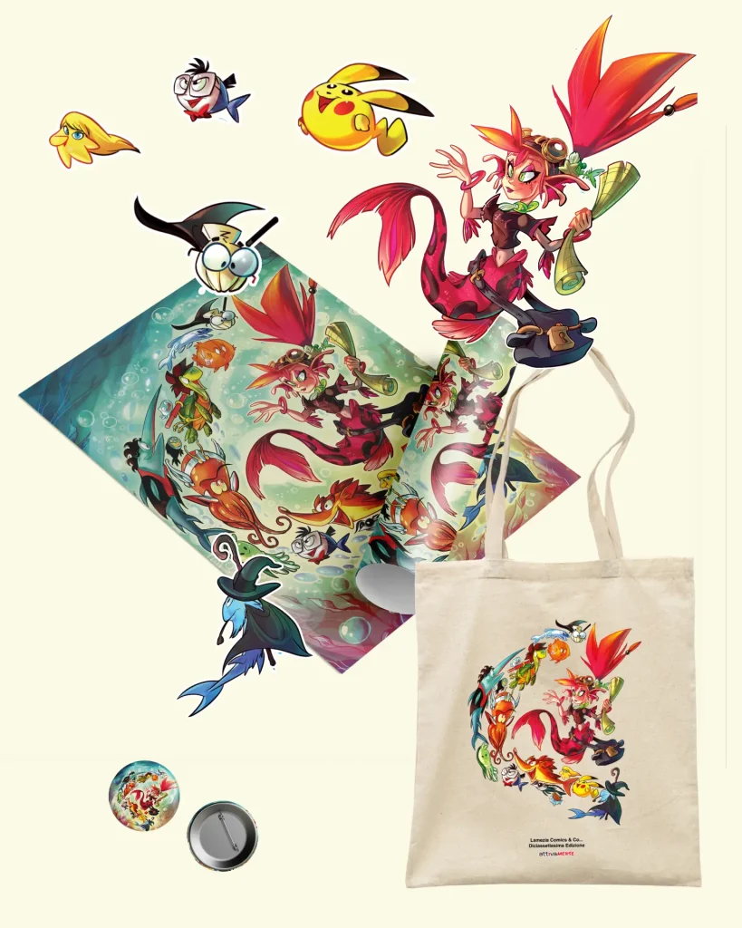 Illustrazione fantasy marina con personaggi colorati