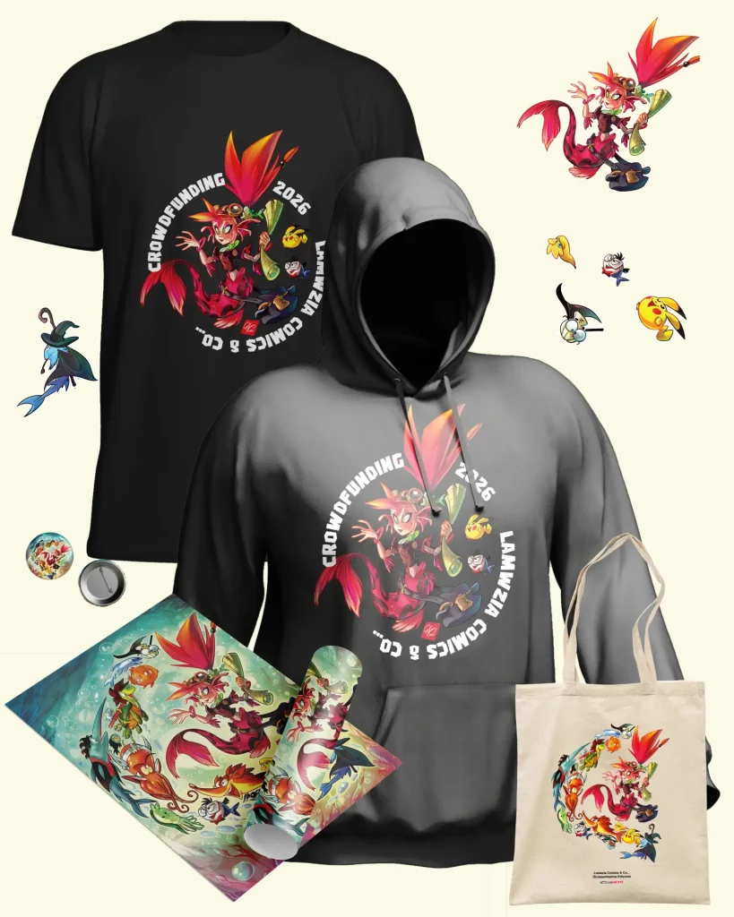 Maglietta e felpa con illustrazione fantasy colorata