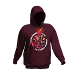 Felpa bordeaux con illustrazione fantasy colorata