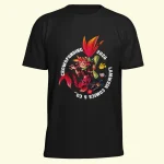 Maglietta nera con illustrazione fantasy colorata